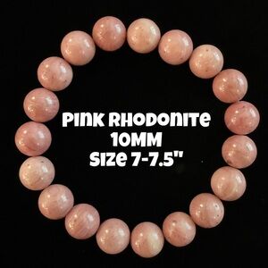 Authentic Pink Rhodonite 10mm‎ Stretchy Bracelet by Bombshell Beads